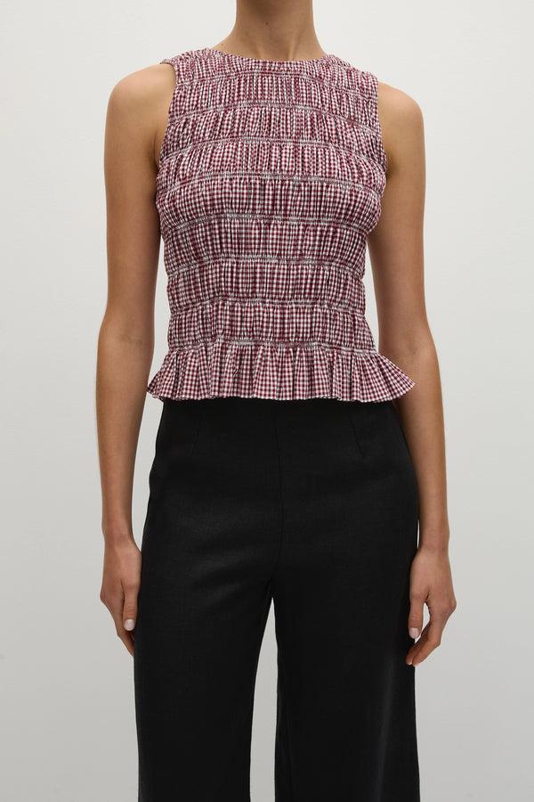 Faithfull The Brand Heidi Top Gingham Deep Red
