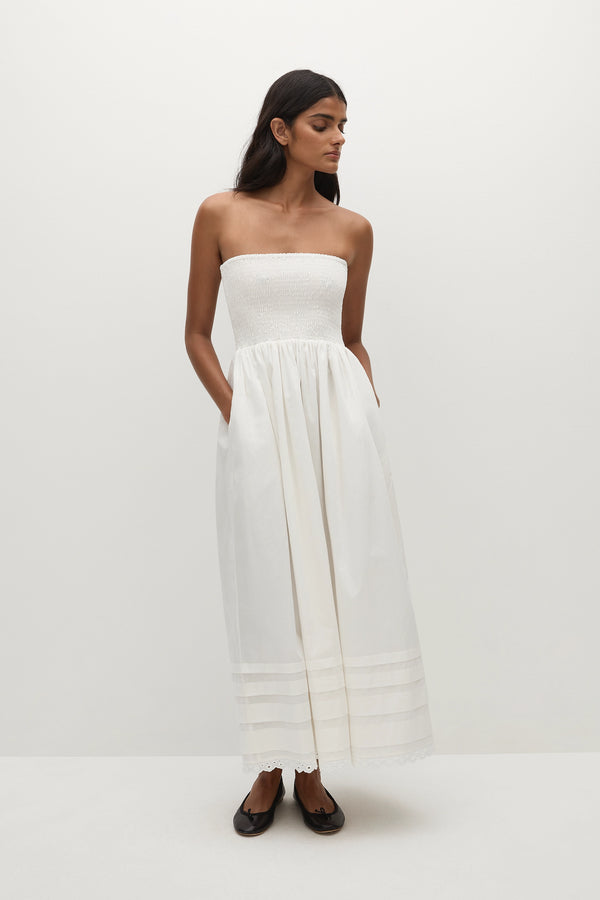 faithfull the brand Iben Midi Dress White