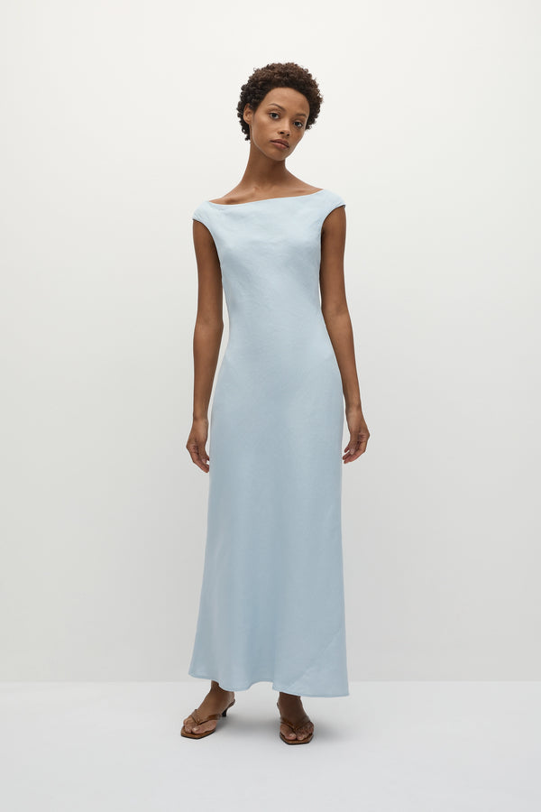 faithfull the brand Ilride Midi Dress Sky Blue