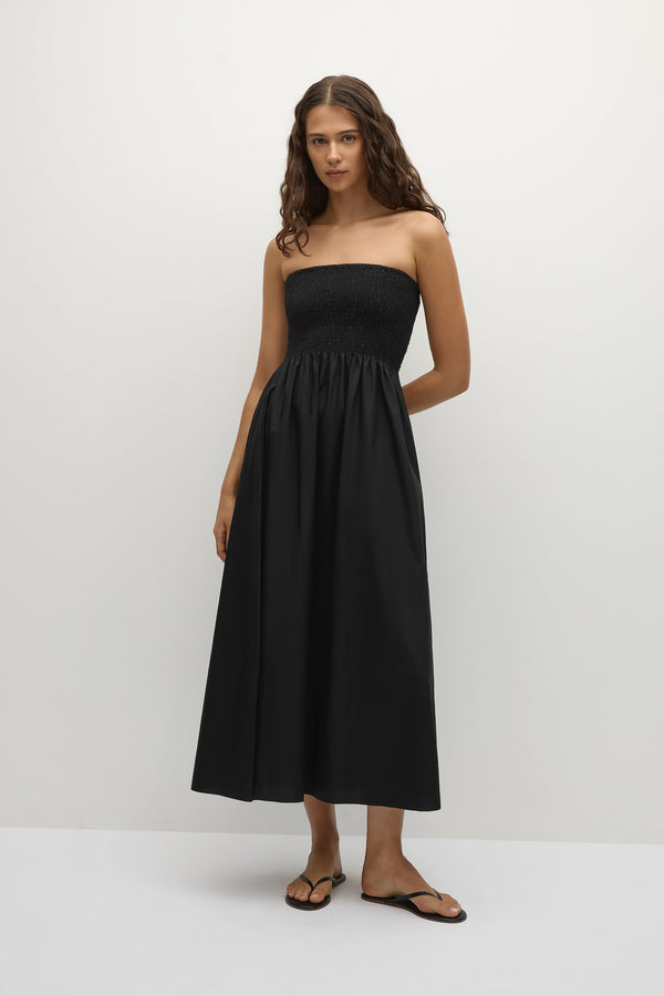 faithfull the brand Jamie Midi Dress Black