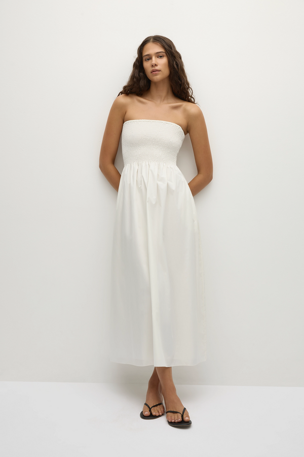 faithfull the brand Jamie Midi Dress White