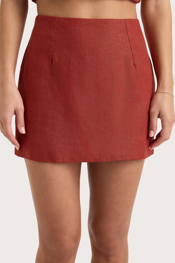 Faithfull The Brand Jane Mini Skirt Garnet