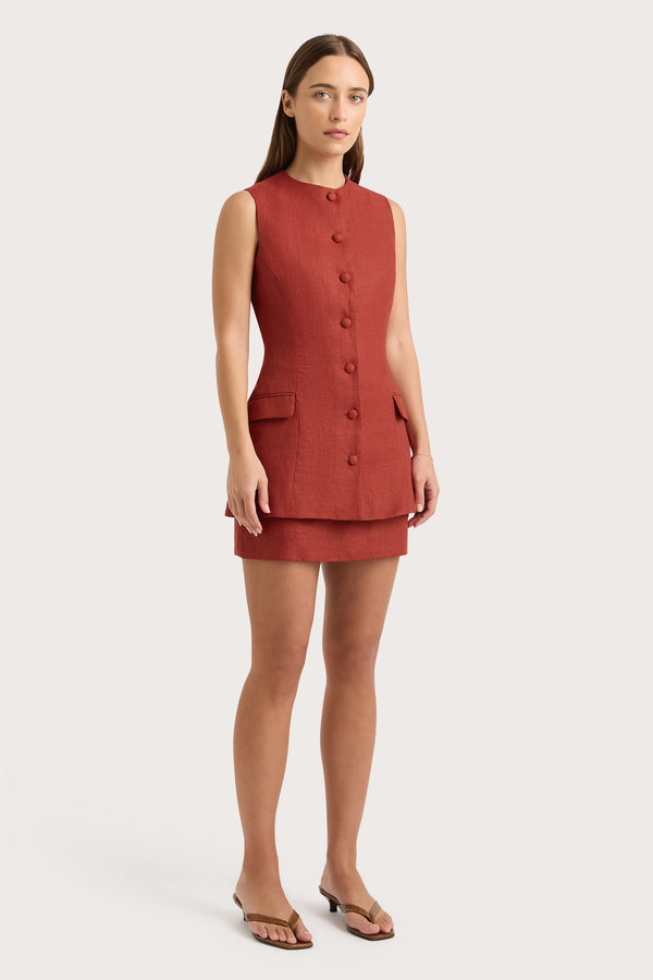 Faithfull The Brand Jane Mini Skirt Garnet