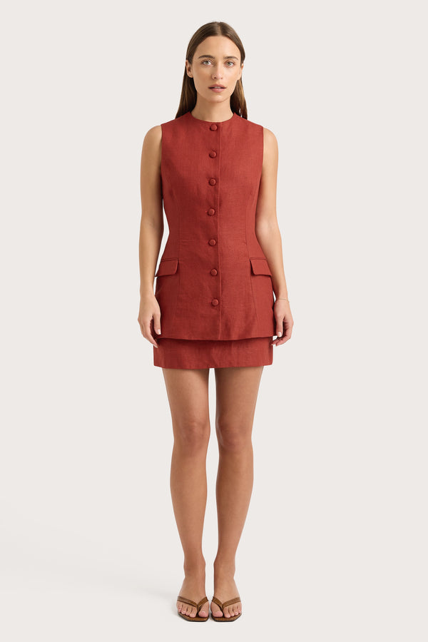 faithfull the brand Jane Mini Skirt Garnet