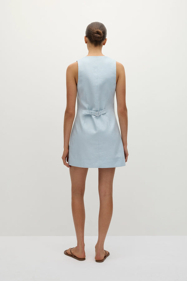 Faithfull The Brand Jaques Mini Dress Sky Blue