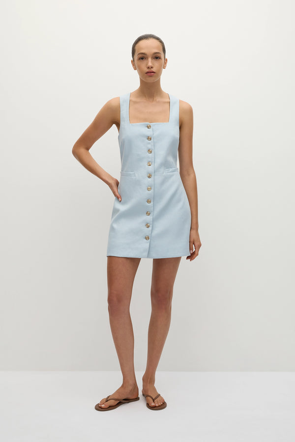 faithfull the brand Jaques Mini Dress Sky Blue