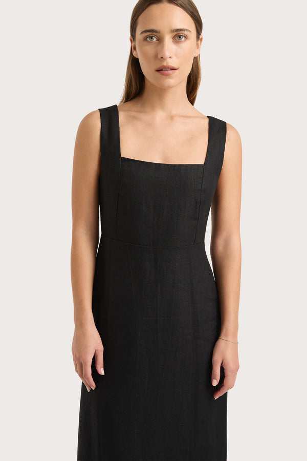 Faithfull The Brand Lais Midi Dress Black