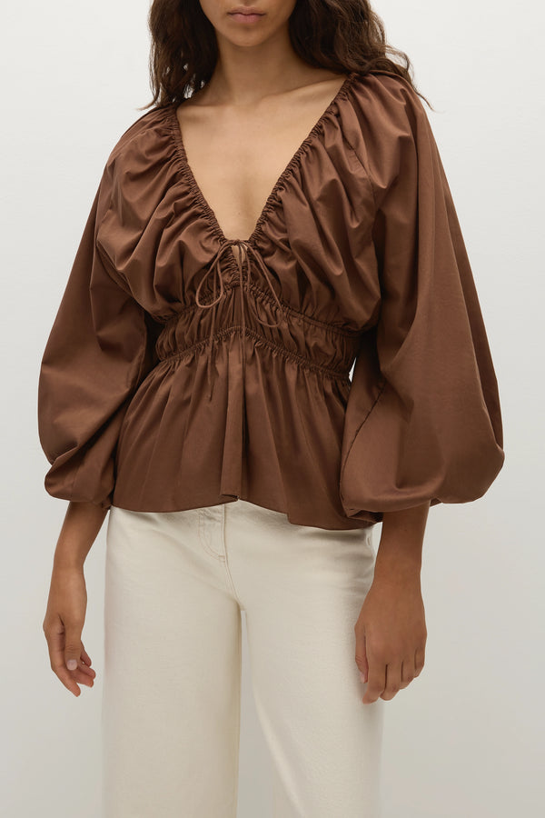 Faithfull The Brand Lina Top Chestnut Brown