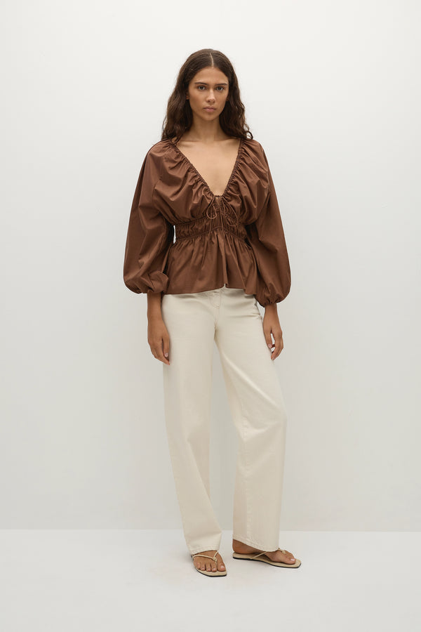 Faithfull The Brand Lina Top Chestnut Brown