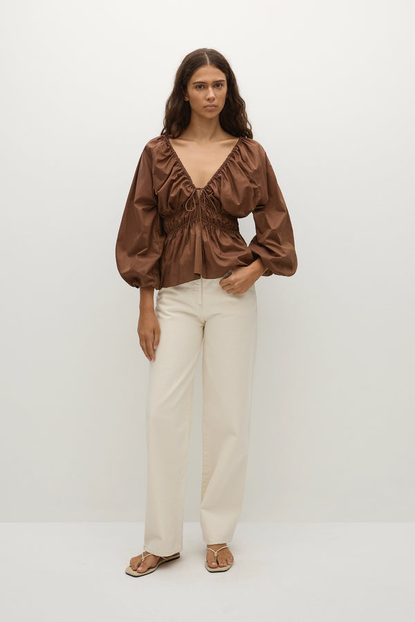 faithfull the brand Lina Top Chestnut Brown