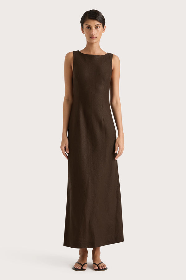 faithfull the brand Lydie Maxi Dress Coffee