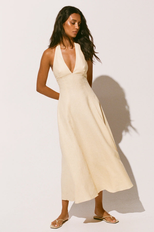 Faithfull The Brand Marais Midi Dress Butter