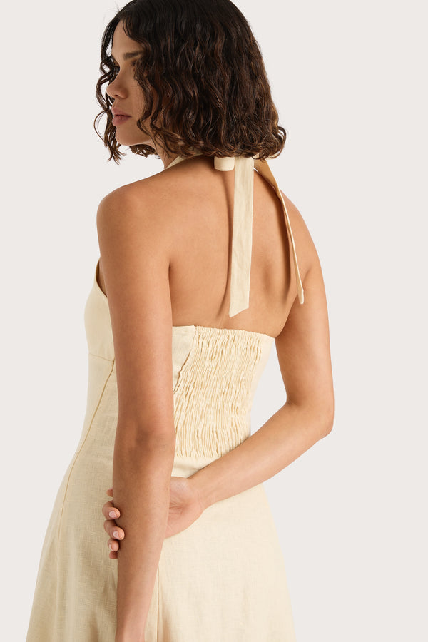 Faithfull The Brand Marais Midi Dress Butter
