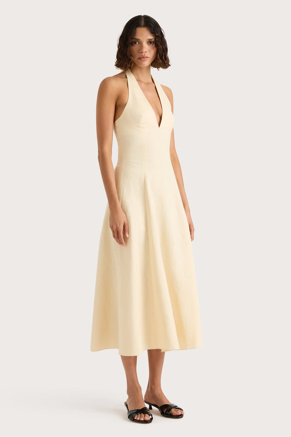 Faithfull The Brand Marais Midi Dress Butter