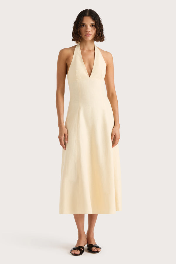faithfull the brand Marais Midi Dress Butter