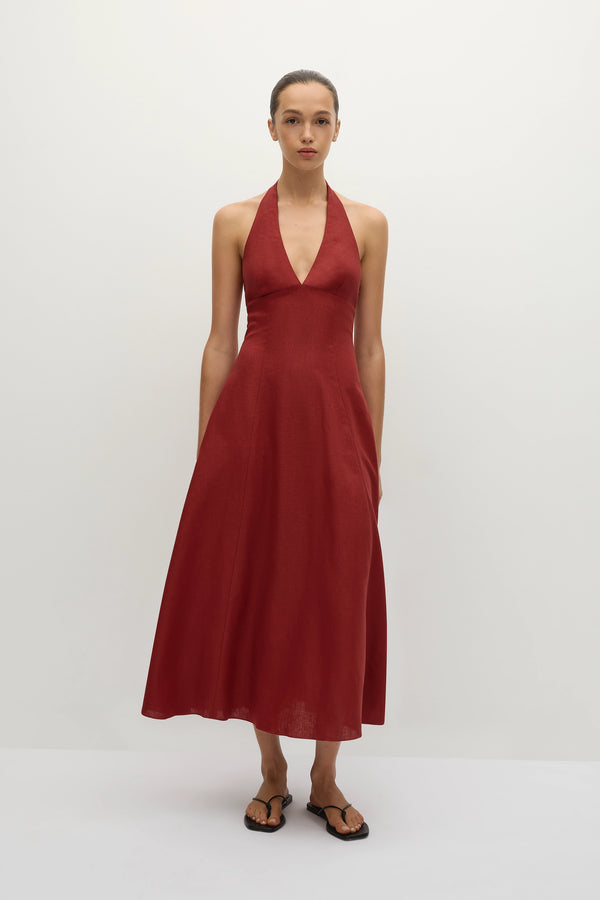 faithfull the brand Marais Midi Dress Deep Red
