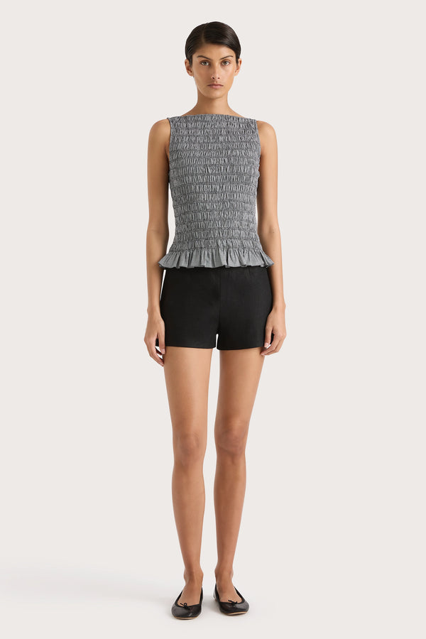 faithfull the brand Margot Top Gingham Black