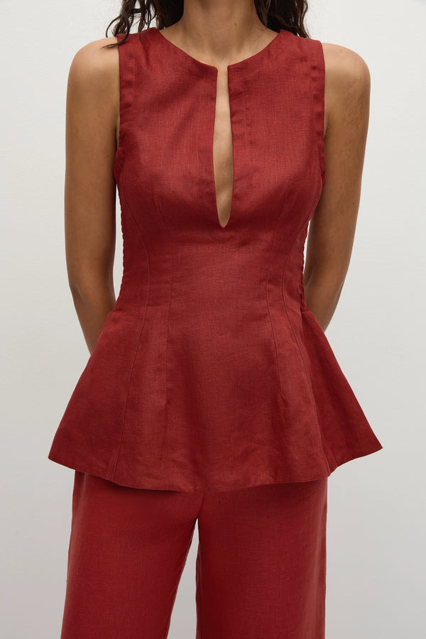 Faithfull The Brand Melia Top Deep Red