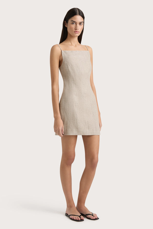 Faithfull The Brand Poet Mini Dress Oatmeal