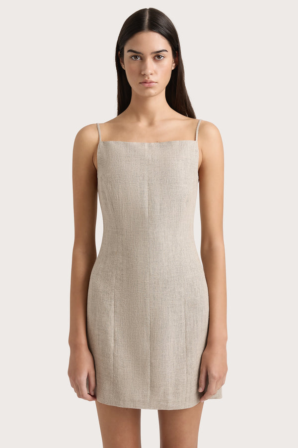 Faithfull The Brand Poet Mini Dress Oatmeal