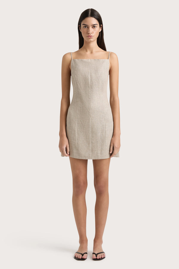 faithfull the brand Poet Mini Dress Oatmeal