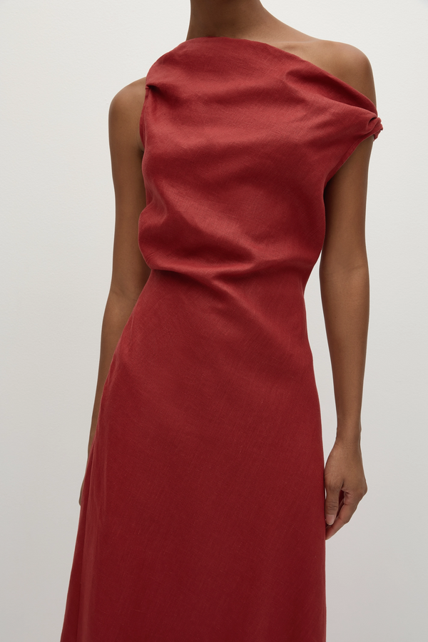 Faithfull The Brand Suis Midi Dress Deep Red