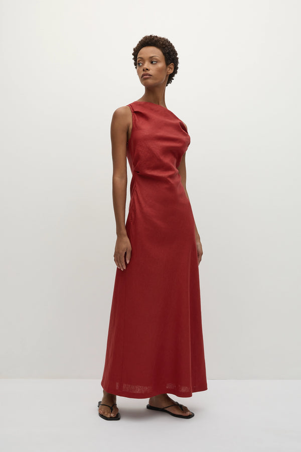 Faithfull The Brand Suis Midi Dress Deep Red