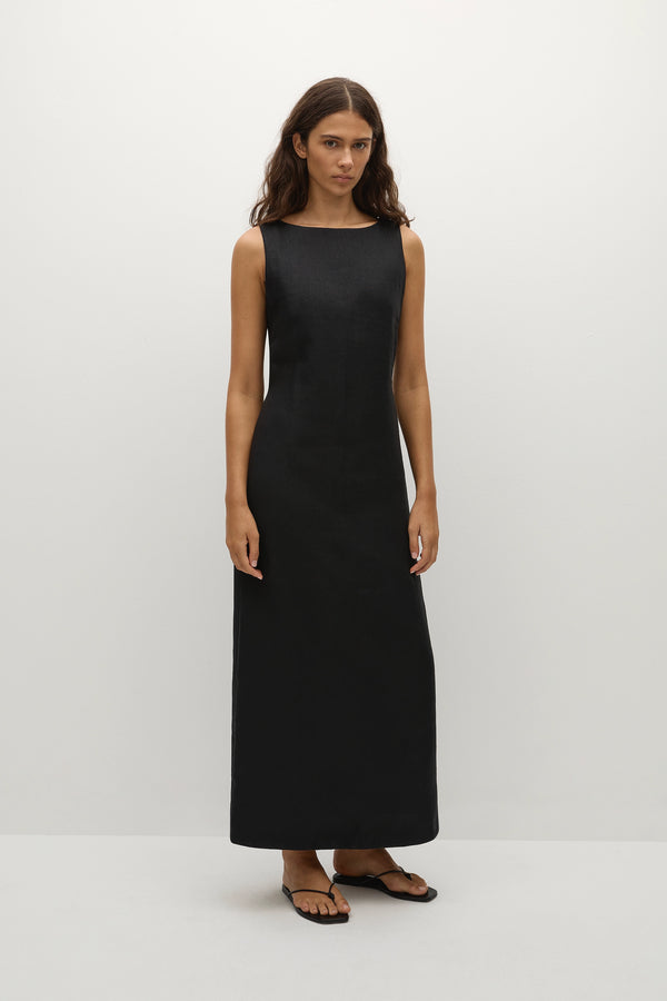 Faithfull The Brand Taylor Midi Dress Black