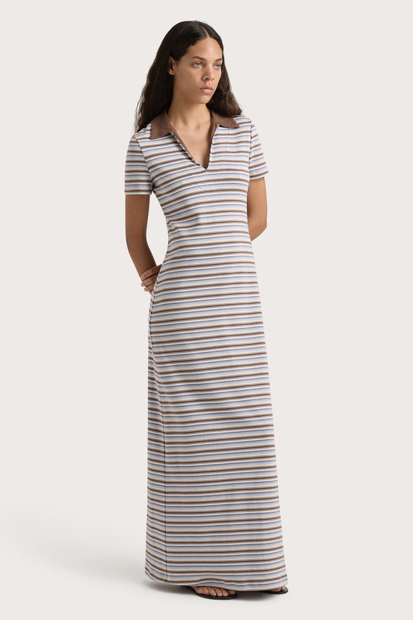 Faithfull The Brand Tiesse Maxi Dress Blue Stripe