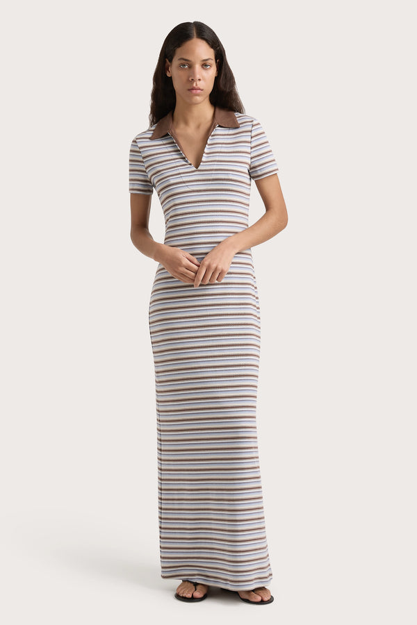 faithfull the brand Tiesse Maxi Dress Blue Stripe