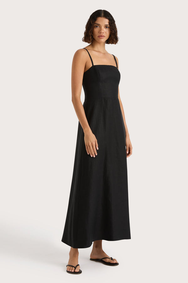 Faithfull The Brand Valerie Midi Dress Black