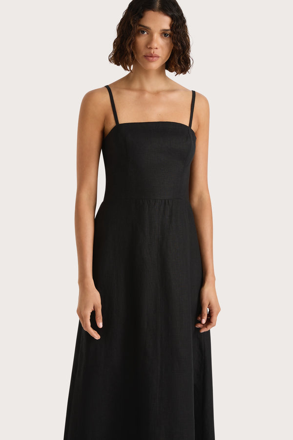 Faithfull The Brand Valerie Midi Dress Black