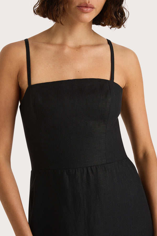Faithfull The Brand Valerie Midi Dress Black