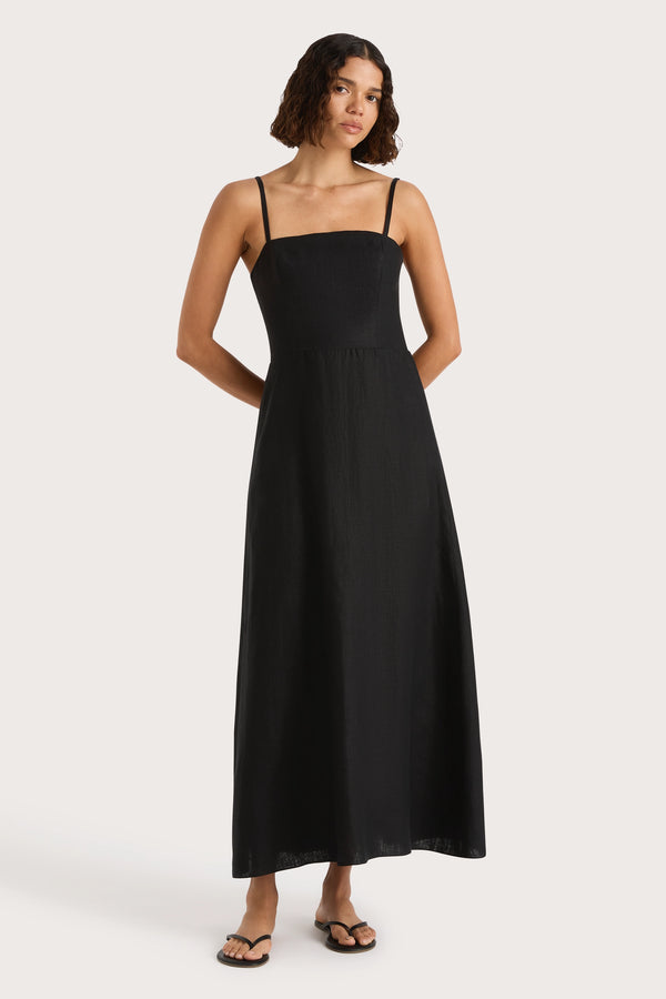 faithfull the brand Valerie Midi Dress Black
