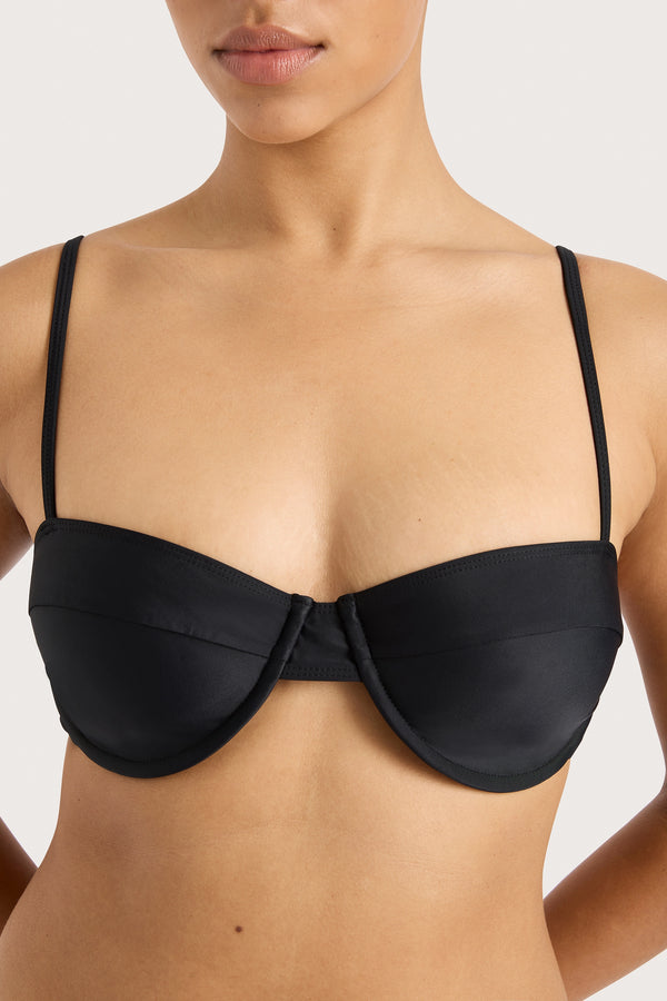 Faithfull The Brand Farrah Bikini Top Black - Final Sale