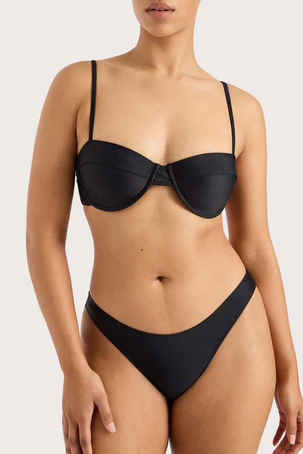 Faithfull The Brand Farrah Bikini Top Black - Final Sale