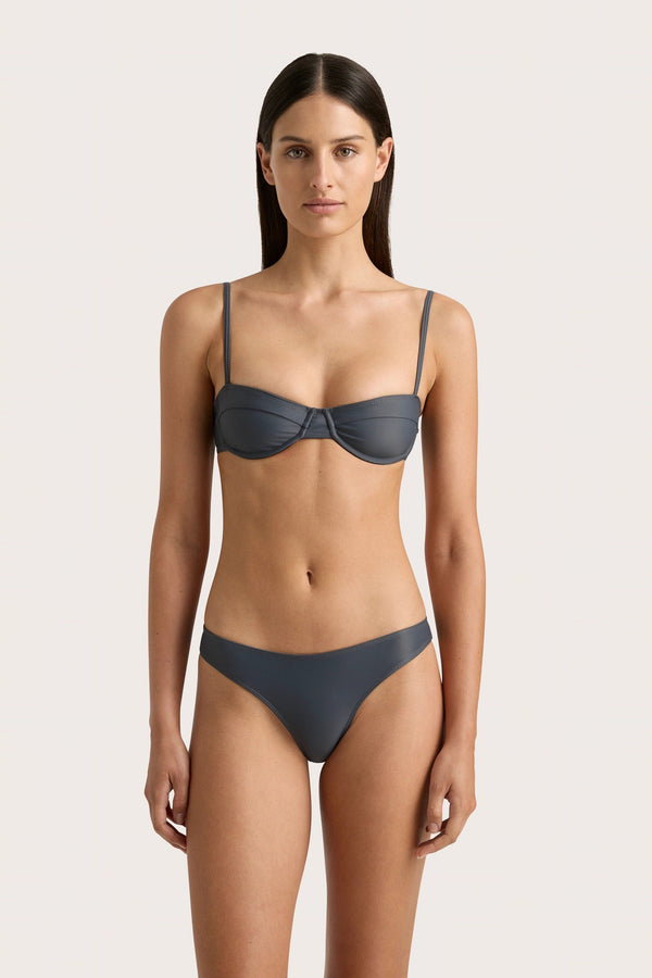 Faithfull The Brand Farrah Bikini Top Charred Navy - Final Sale