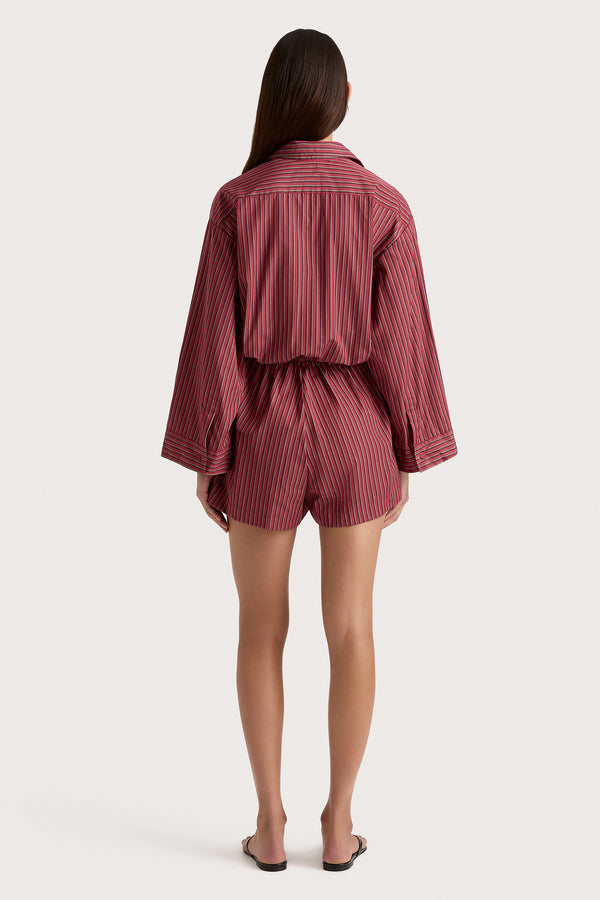 Faithfull The Brand Freja Playsuit Wine Stripe - Final Sale