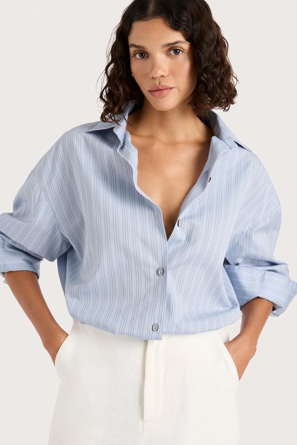 Faithfull The Brand Freja Shirt Blue Pinstripe - Final Sale