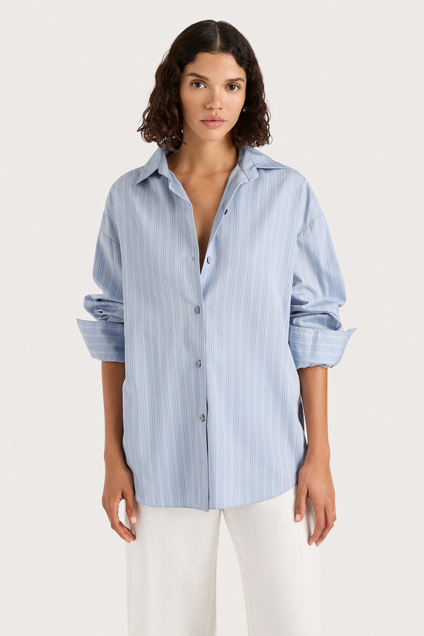 Faithfull The Brand Freja Shirt Blue Pinstripe - Final Sale