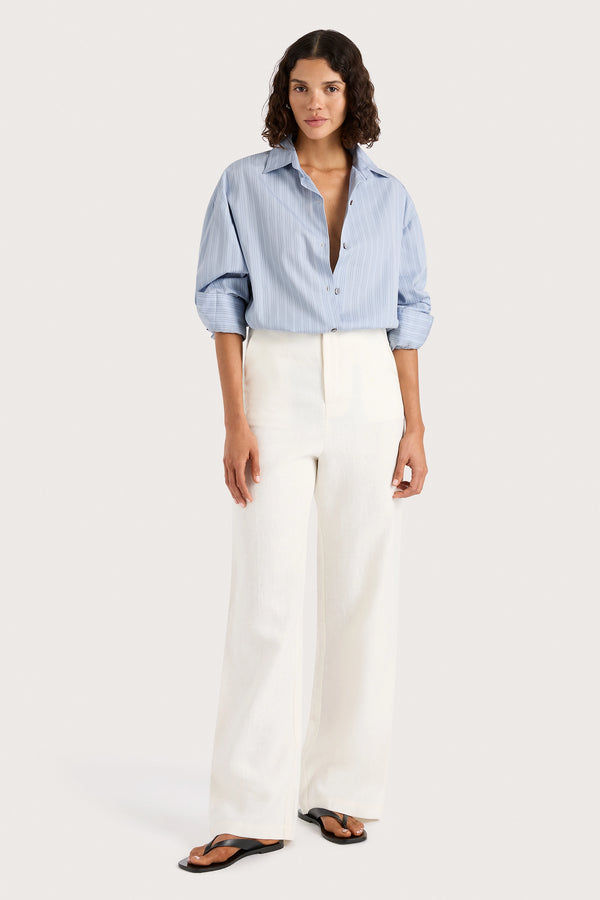 faithfull the brand Freja Shirt Blue Pinstripe - Final Sale