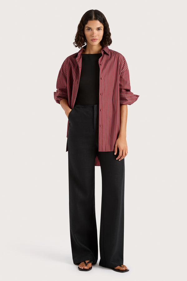 faithfull the brand Freja Shirt Wine Stripe - Final Sale