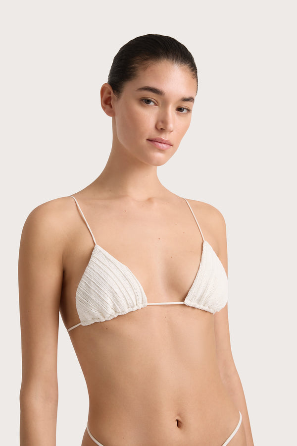 Faithfull The Brand Gianni Crochet Bikini Top White