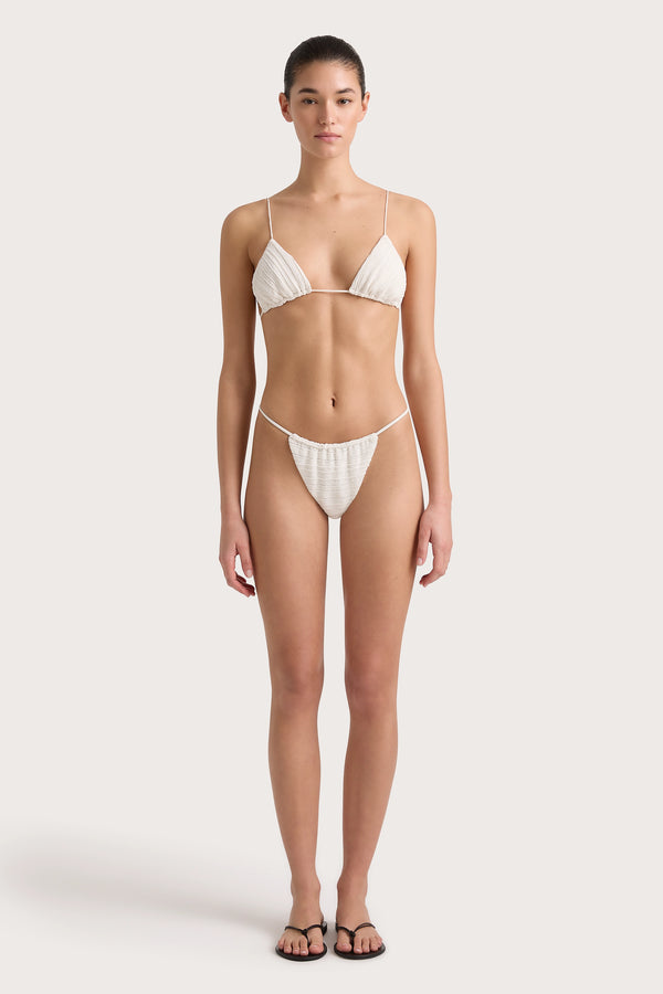 faithfull the brand Gianni Crochet Bikini Top White
