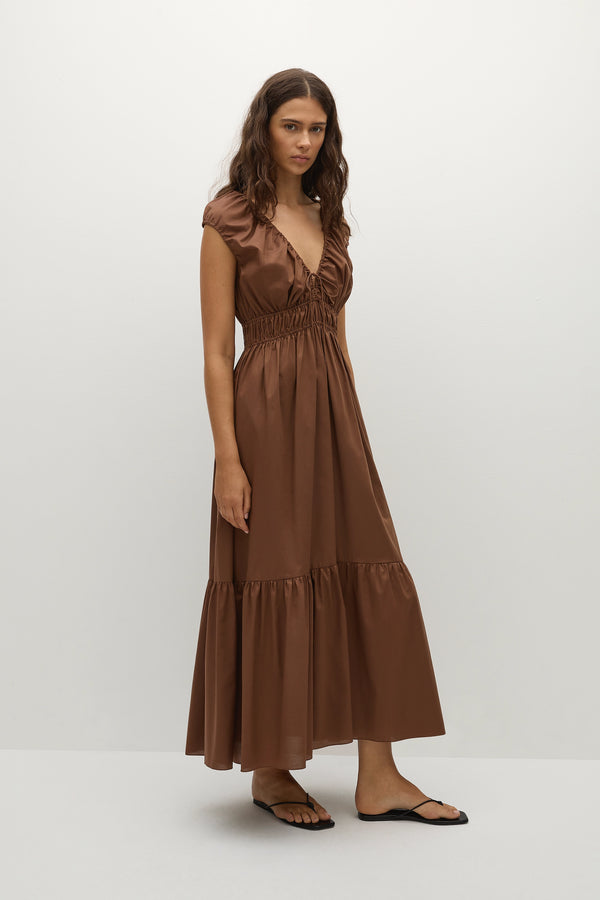 Faithfull The Brand Hedda Maxi Dress Chestnut Brown