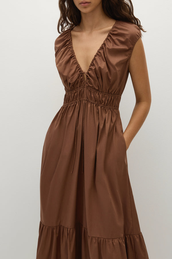 Faithfull The Brand Hedda Maxi Dress Chestnut Brown