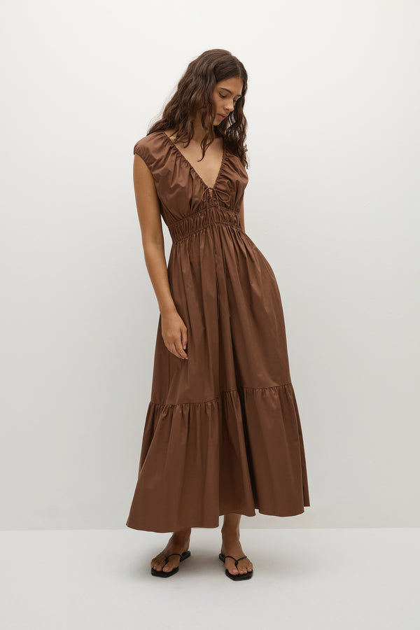 faithfull the brand Hedda Maxi Dress Chestnut Brown