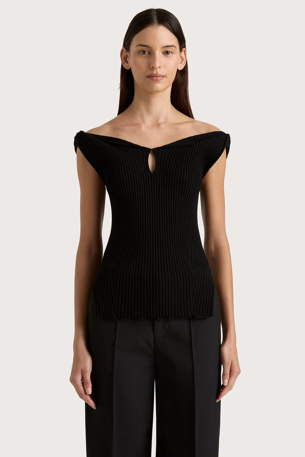 Faithfull The Brand Heidi Knit Top Black - Final Sale