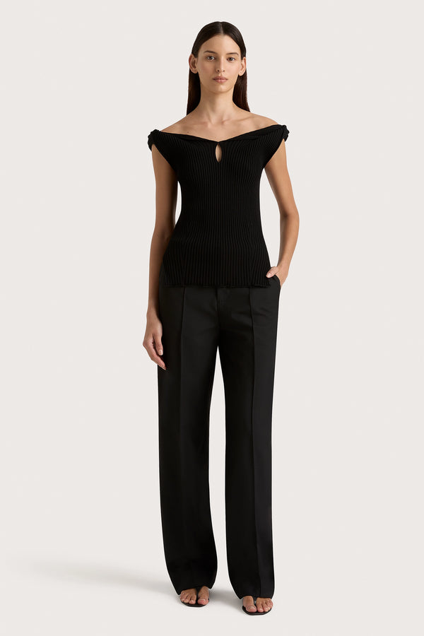 faithfull the brand Heidi Knit Top Black - Final Sale