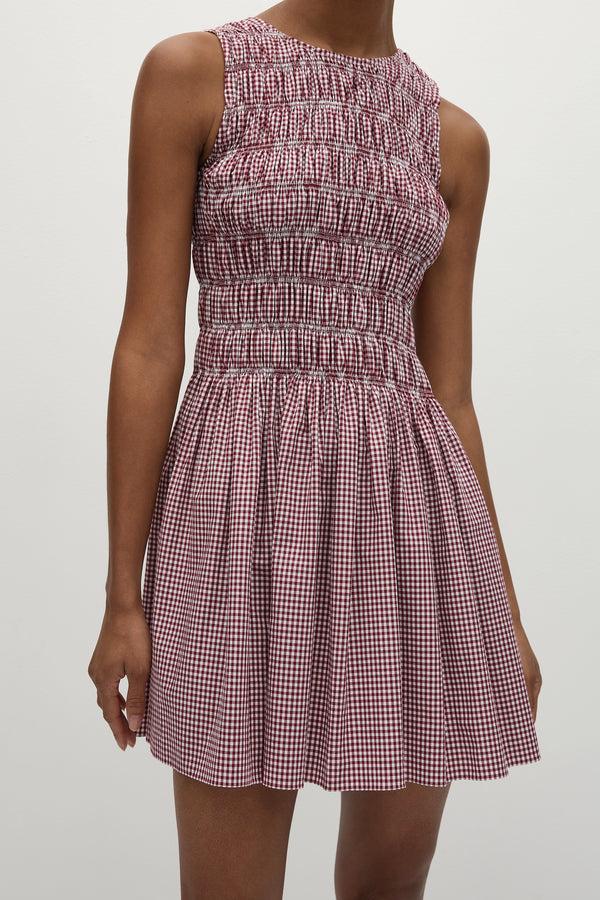 Faithfull The Brand Heidi Mini Dress Gingham Deep Red